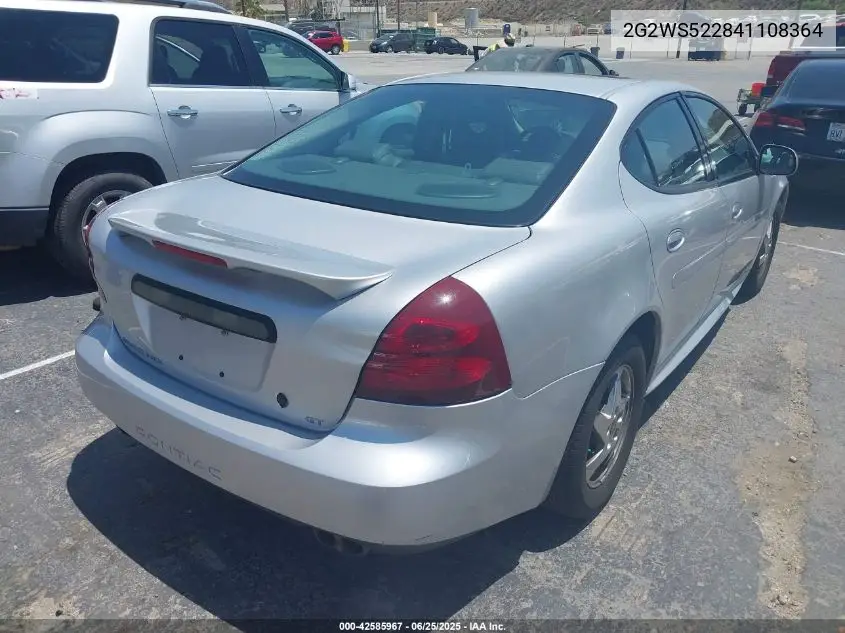 2004 Pontiac Grand Prix Gt2 VIN: 2G2WS522841108364 Lot: 42585967