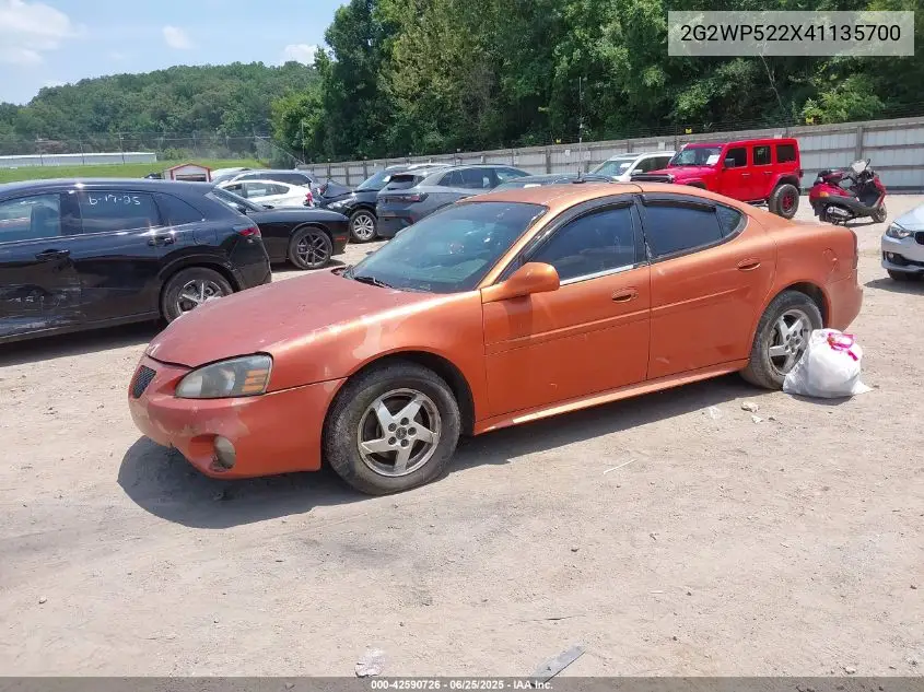 2004 Pontiac Grand Prix Gt1 VIN: 2G2WP522X41135700 Lot: 42590726