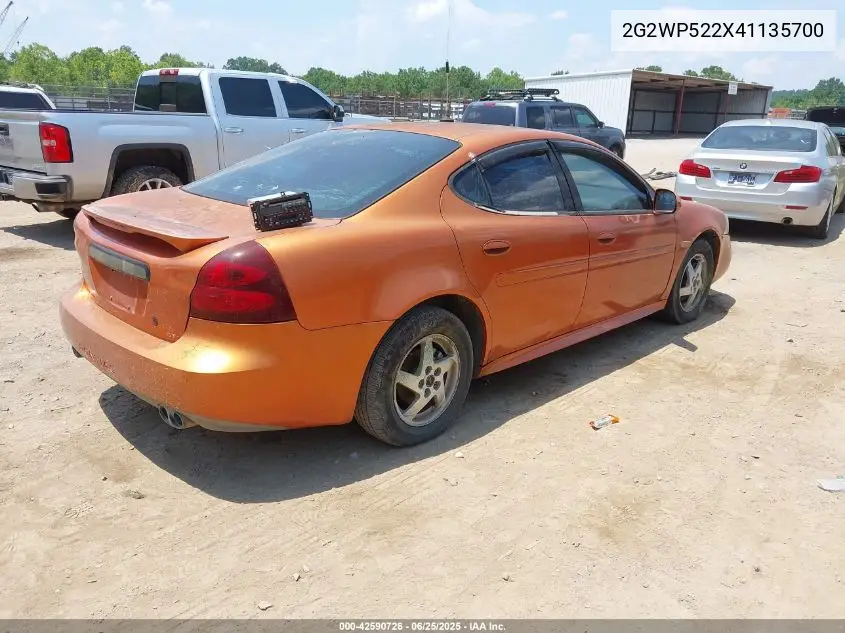 2004 Pontiac Grand Prix Gt1 VIN: 2G2WP522X41135700 Lot: 42590726