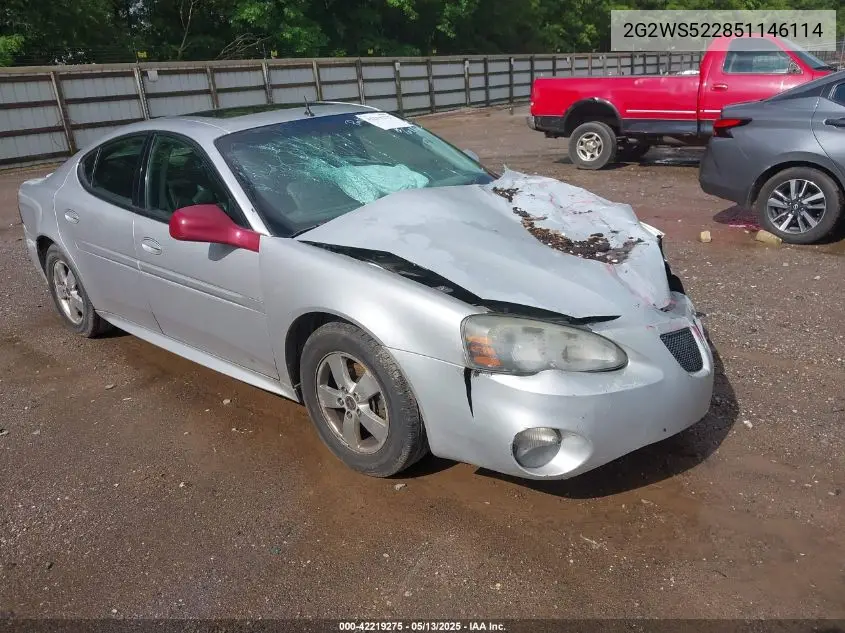 2005 Pontiac Grand Prix Gt VIN: 2G2WS522851146114 Lot: 42219275