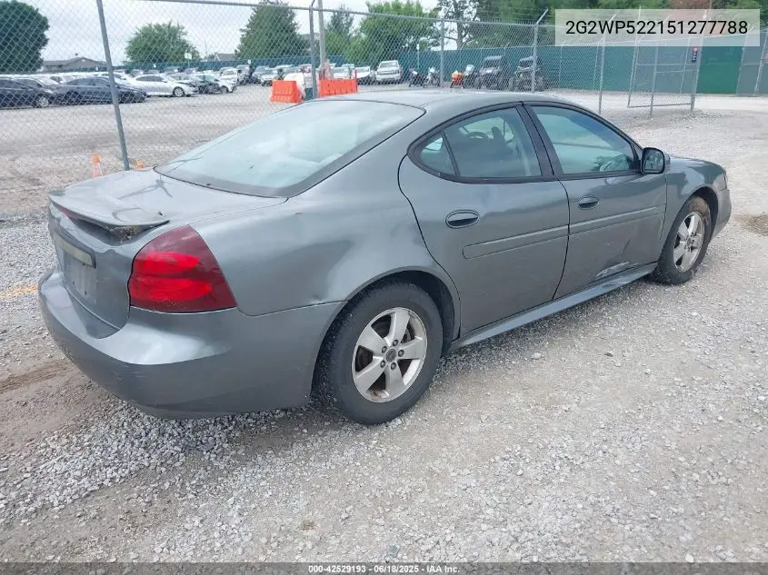2005 Pontiac Grand Prix VIN: 2G2WP522151277788 Lot: 42529193