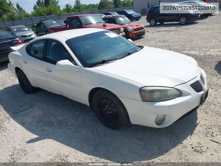 2005 Pontiac Grand Prix VIN: 2G2WP522851205910 Lot: 42566581