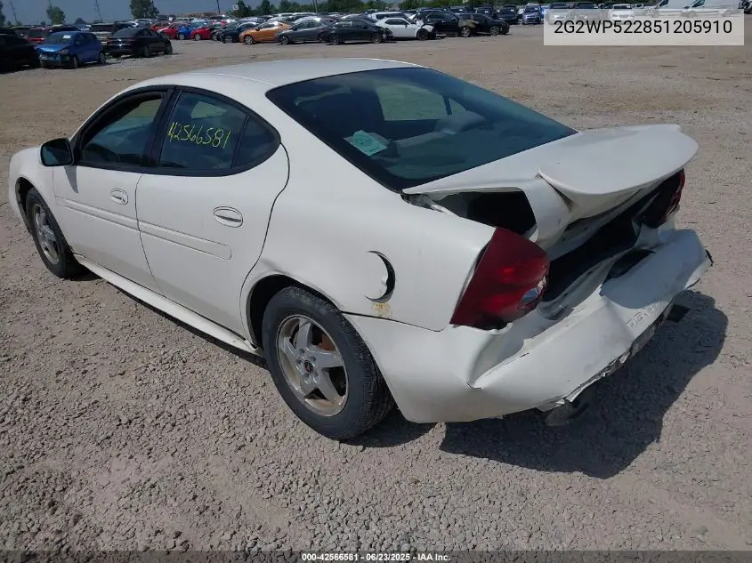 2005 Pontiac Grand Prix VIN: 2G2WP522851205910 Lot: 42566581