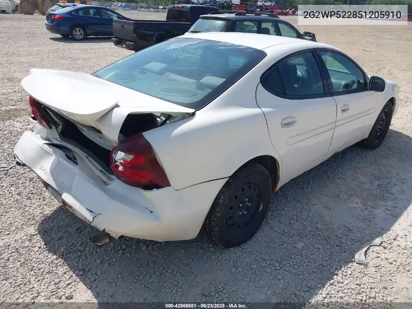 2005 Pontiac Grand Prix VIN: 2G2WP522851205910 Lot: 42566581