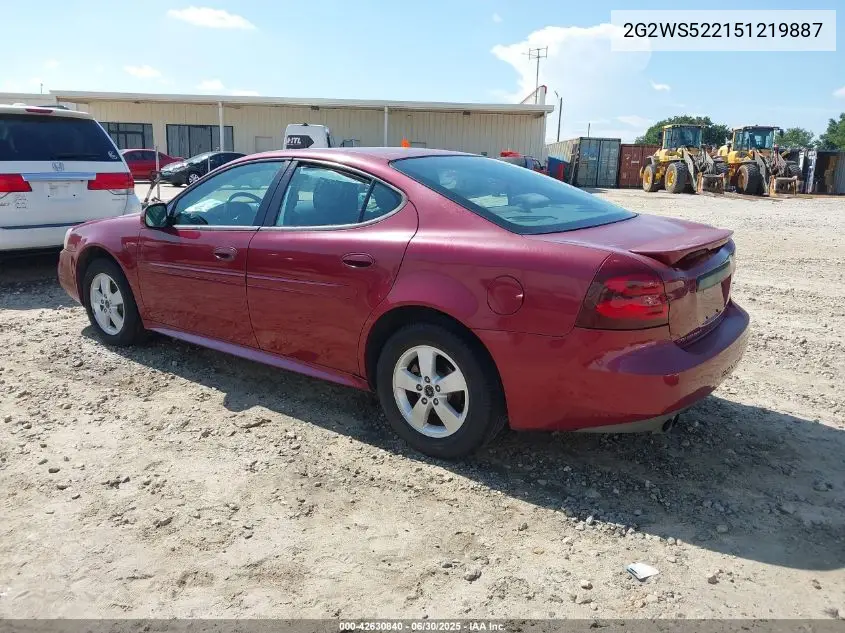 2005 Pontiac Grand Prix Gt VIN: 2G2WS522151219887 Lot: 42630840