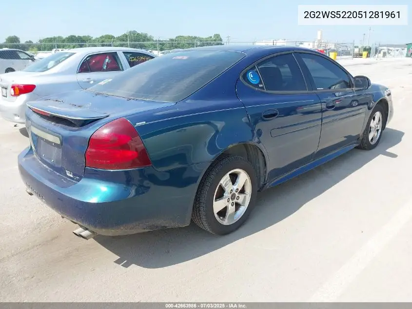2005 Pontiac Grand Prix Gt VIN: 2G2WS522051281961 Lot: 42663986