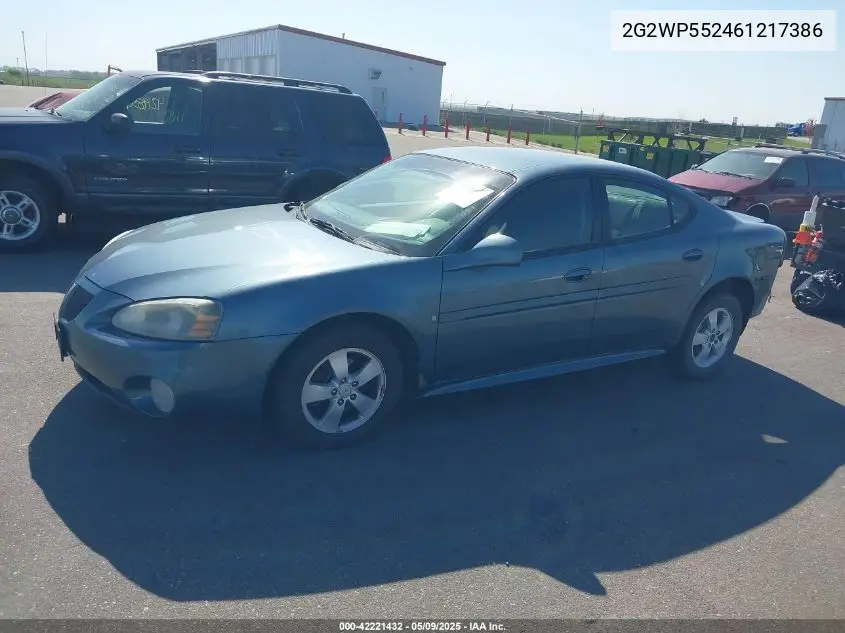2006 Pontiac Grand Prix VIN: 2G2WP552461217386 Lot: 42221432