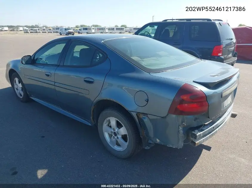 2006 Pontiac Grand Prix VIN: 2G2WP552461217386 Lot: 42221432