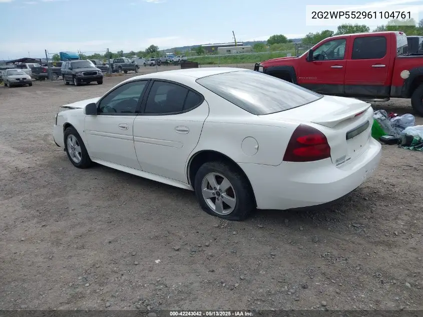 2006 Pontiac Grand Prix VIN: 2G2WP552961104761 Lot: 42243042