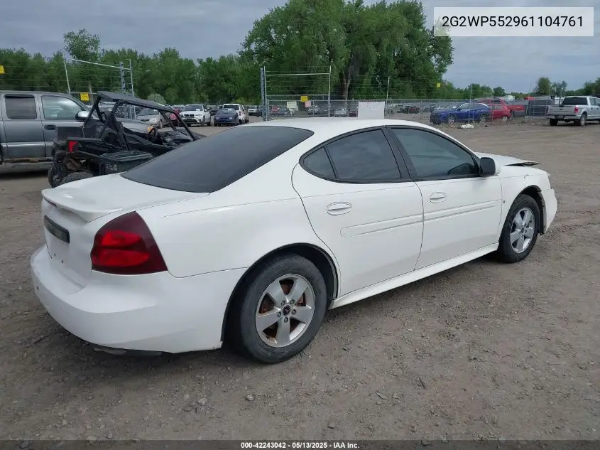 2006 Pontiac Grand Prix VIN: 2G2WP552961104761 Lot: 42243042
