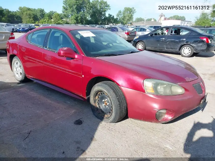 2006 Pontiac Grand Prix VIN: 2G2WP552161161312 Lot: 42634684