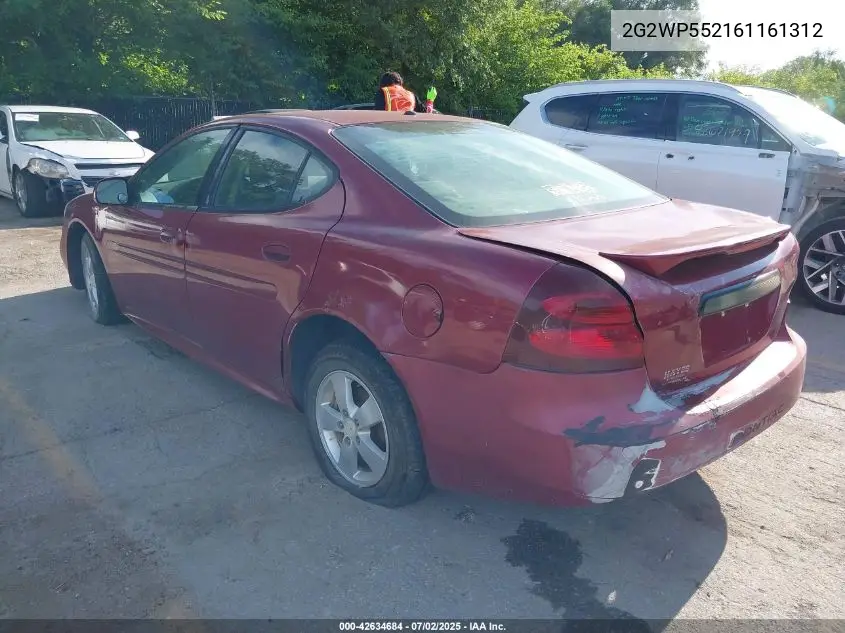 2006 Pontiac Grand Prix VIN: 2G2WP552161161312 Lot: 42634684