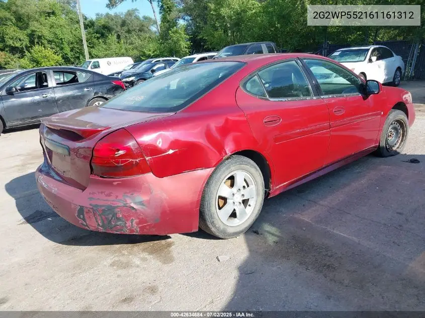2006 Pontiac Grand Prix VIN: 2G2WP552161161312 Lot: 42634684