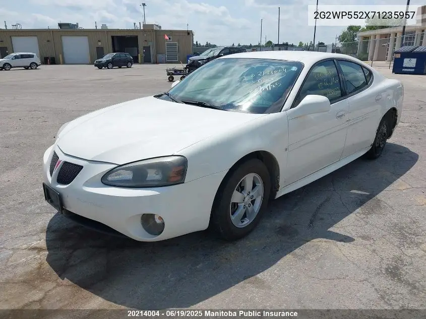 2007 Pontiac Grand Prix VIN: 2G2WP552X71235957 Lot: 20214004