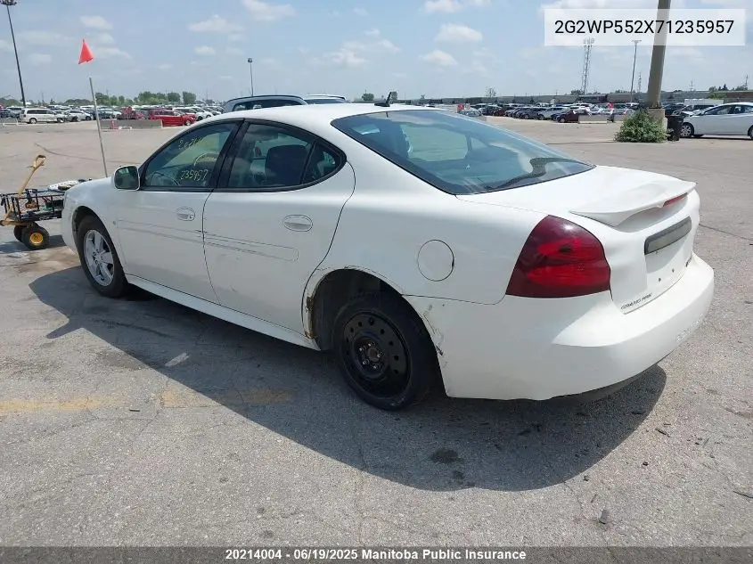 2007 Pontiac Grand Prix VIN: 2G2WP552X71235957 Lot: 20214004
