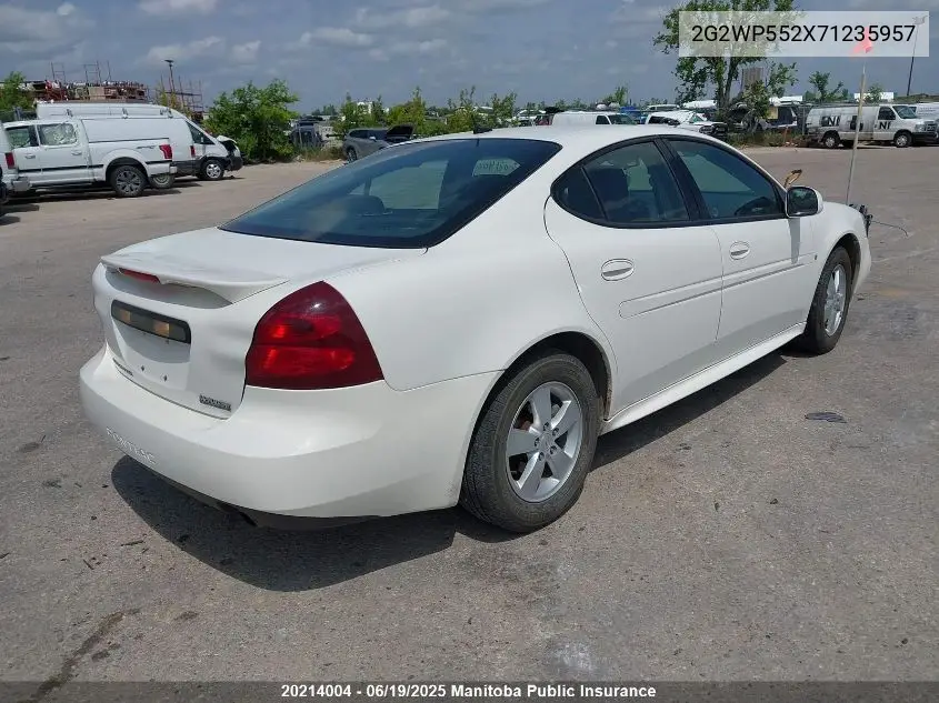 2007 Pontiac Grand Prix VIN: 2G2WP552X71235957 Lot: 20214004
