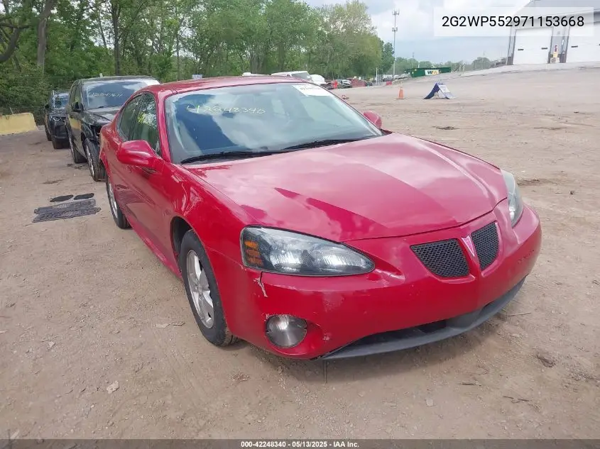 2007 Pontiac Grand Prix VIN: 2G2WP552971153668 Lot: 42248340