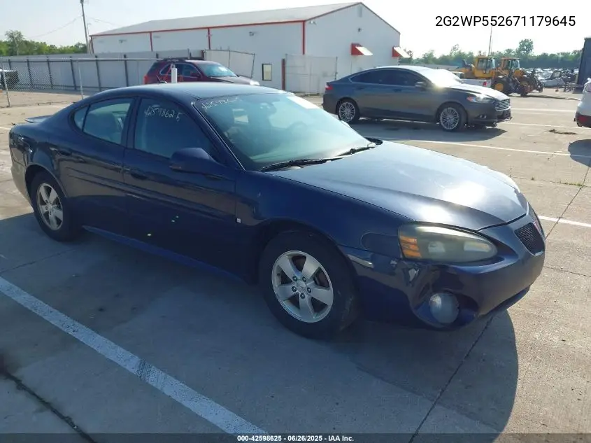 2007 Pontiac Grand Prix VIN: 2G2WP552671179645 Lot: 42598625