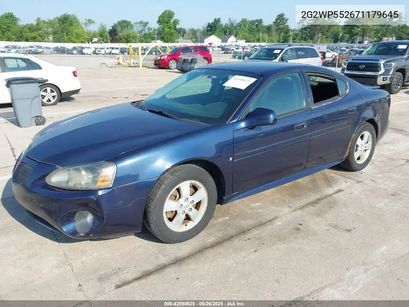 2007 Pontiac Grand Prix VIN: 2G2WP552671179645 Lot: 42598625