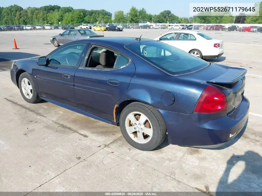 2007 Pontiac Grand Prix VIN: 2G2WP552671179645 Lot: 42598625