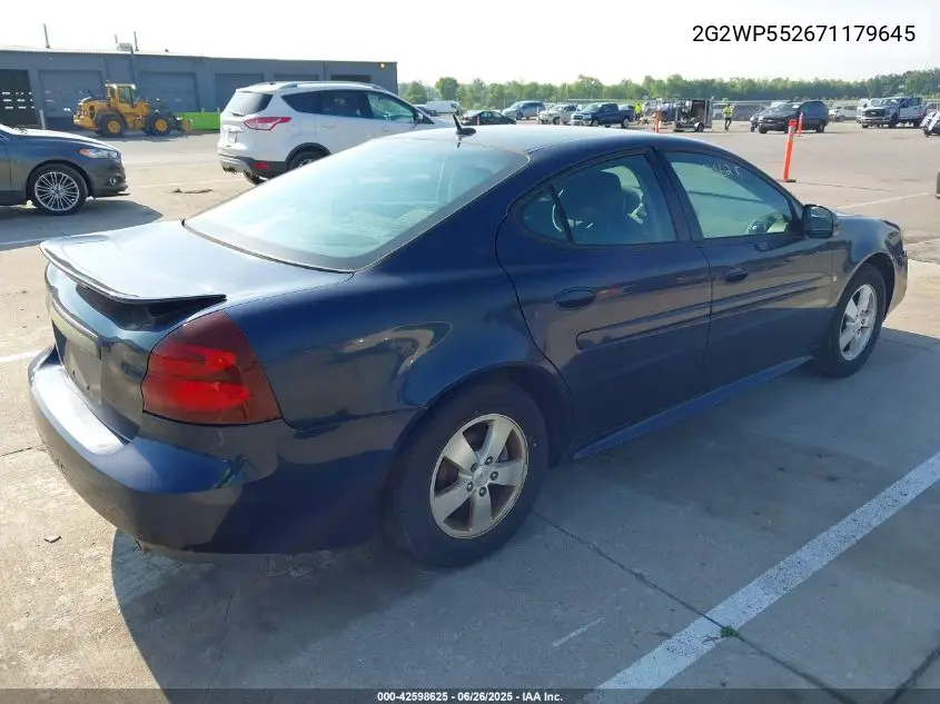 2007 Pontiac Grand Prix VIN: 2G2WP552671179645 Lot: 42598625
