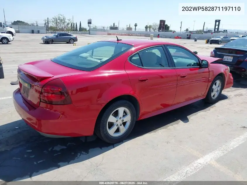 2007 Pontiac Grand Prix VIN: 2G2WP582871197110 Lot: 42620776