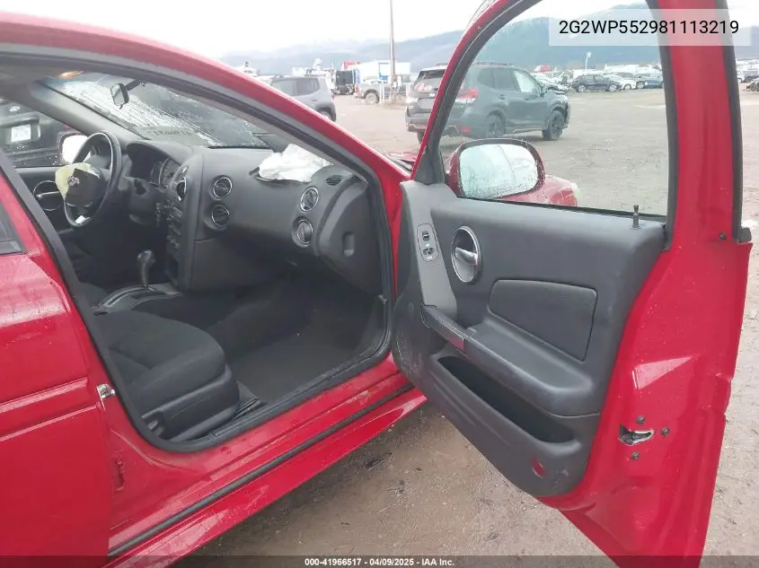 2008 Pontiac Grand Prix VIN: 2G2WP552981113219 Lot: 41966517