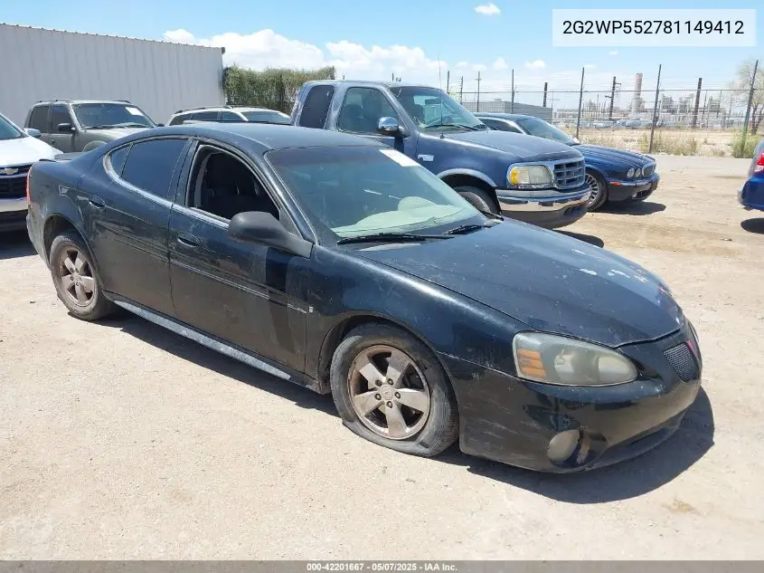 2008 Pontiac Grand Prix VIN: 2G2WP552781149412 Lot: 42201667