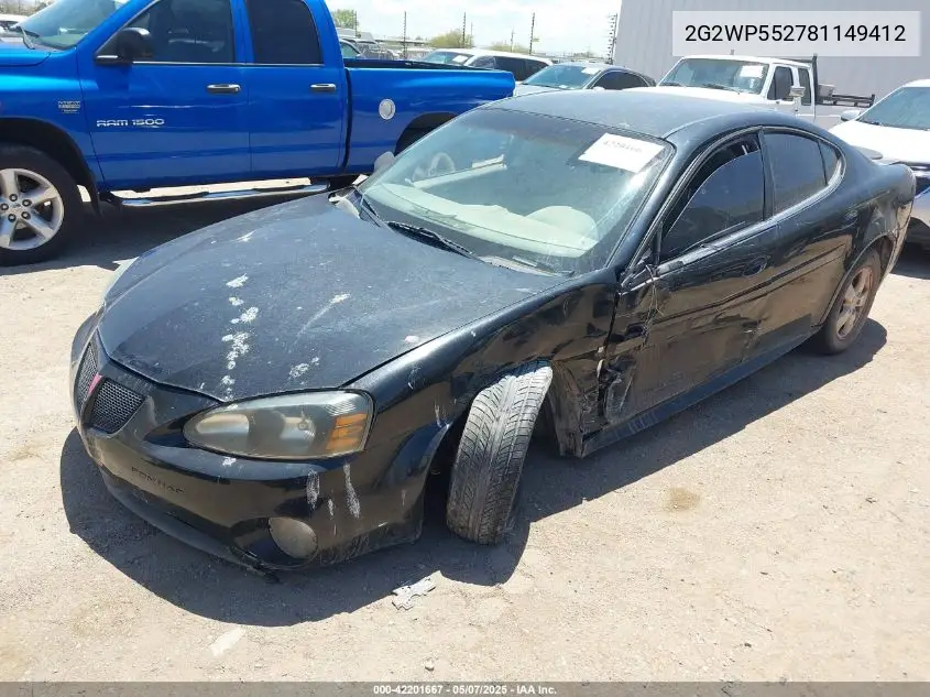 2008 Pontiac Grand Prix VIN: 2G2WP552781149412 Lot: 42201667