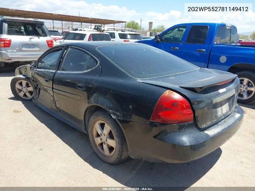 2008 Pontiac Grand Prix VIN: 2G2WP552781149412 Lot: 42201667
