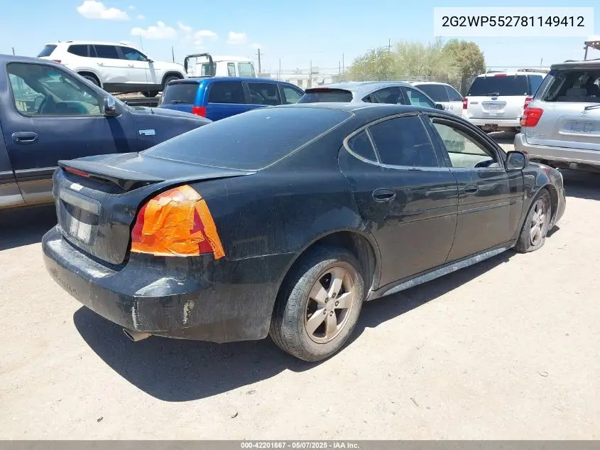2008 Pontiac Grand Prix VIN: 2G2WP552781149412 Lot: 42201667