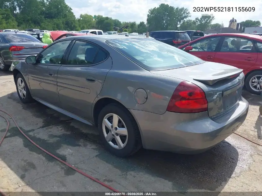 2008 Pontiac Grand Prix VIN: 2G2WP552181155609 Lot: 42206170
