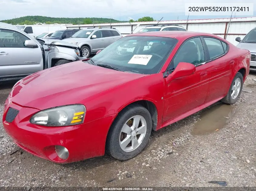 2008 Pontiac Grand Prix VIN: 2G2WP552X81172411 Lot: 42207428