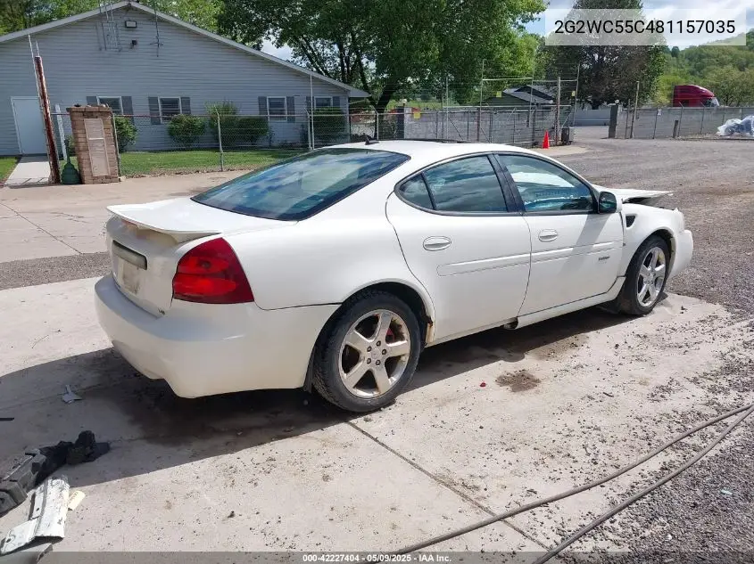2008 Pontiac Grand Prix Gxp VIN: 2G2WC55C481157035 Lot: 42227404