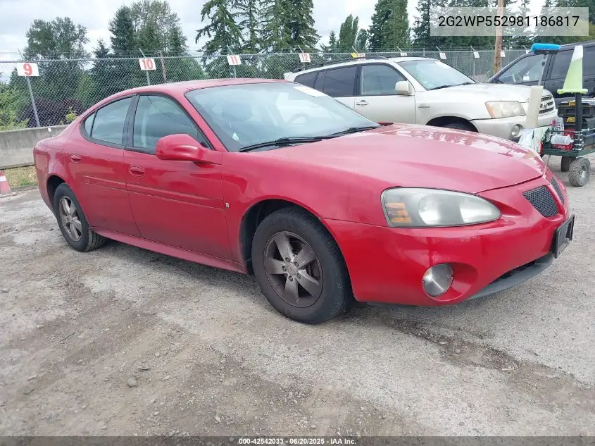 2008 Pontiac Grand Prix VIN: 2G2WP552981186817 Lot: 42542033