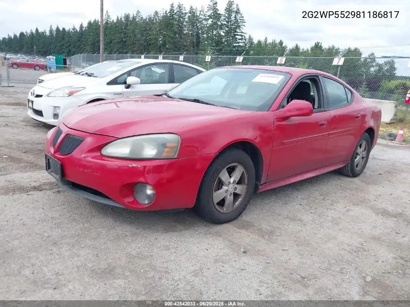 2008 Pontiac Grand Prix VIN: 2G2WP552981186817 Lot: 42542033