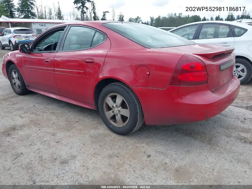 2008 Pontiac Grand Prix VIN: 2G2WP552981186817 Lot: 42542033