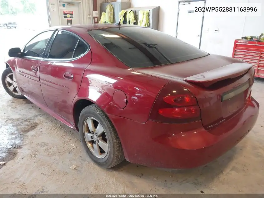 2008 Pontiac Grand Prix VIN: 2G2WP552881163996 Lot: 42574382