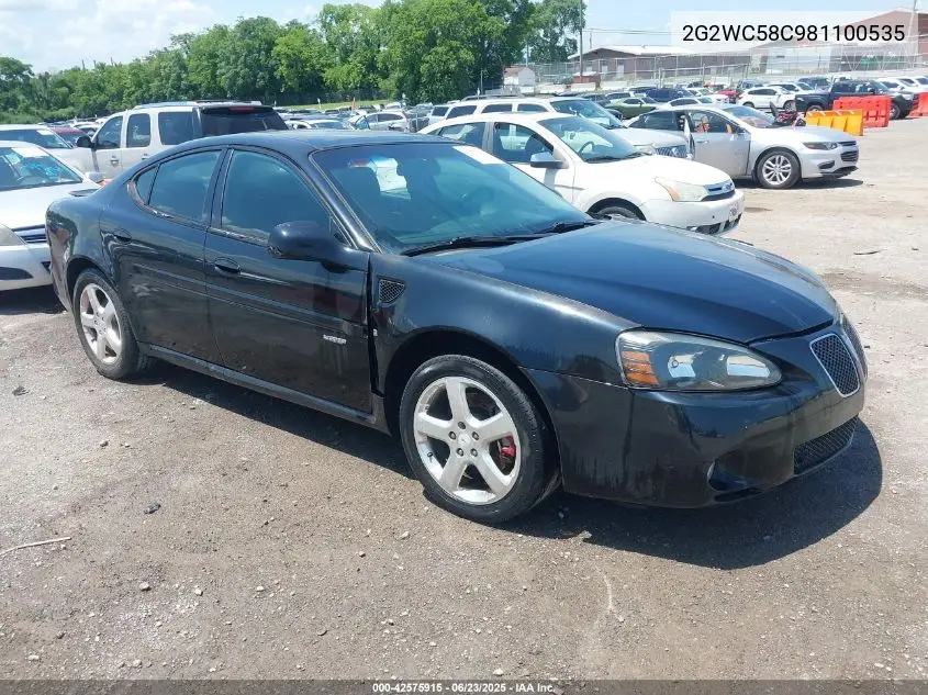 2008 Pontiac Grand Prix Gxp VIN: 2G2WC58C981100535 Lot: 42575915