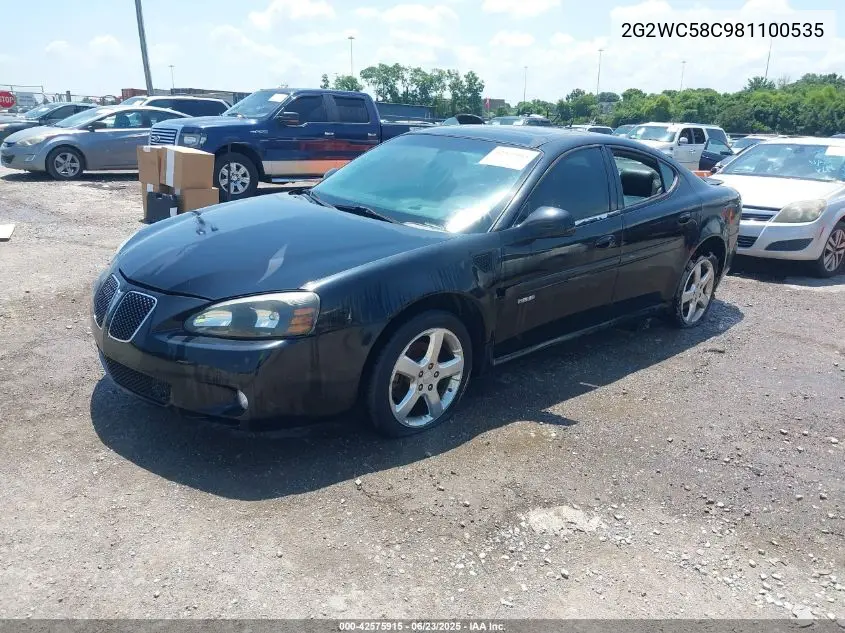 2008 Pontiac Grand Prix Gxp VIN: 2G2WC58C981100535 Lot: 42575915