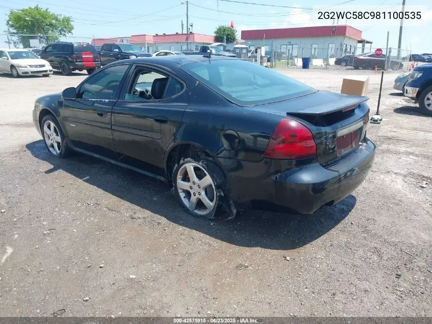2008 Pontiac Grand Prix Gxp VIN: 2G2WC58C981100535 Lot: 42575915