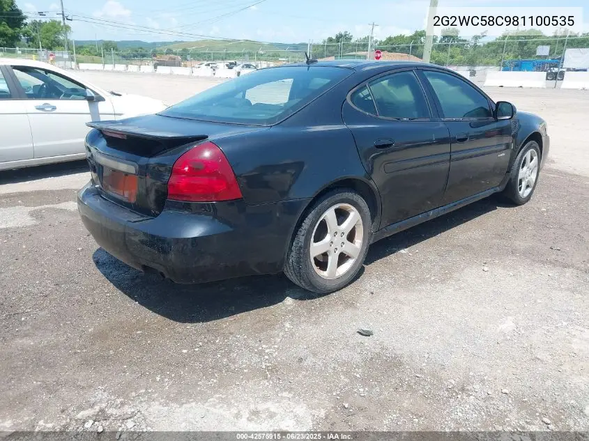2008 Pontiac Grand Prix Gxp VIN: 2G2WC58C981100535 Lot: 42575915