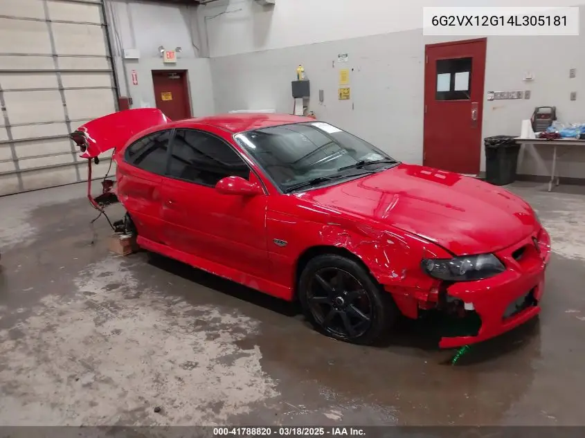 2004 Pontiac Gto VIN: 6G2VX12G14L305181 Lot: 41788820
