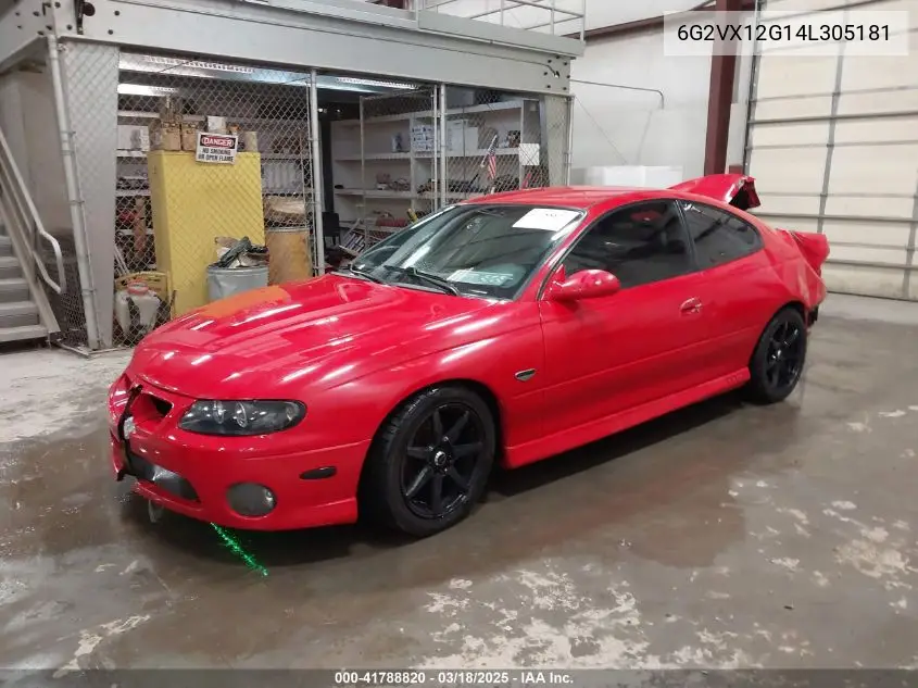 2004 Pontiac Gto VIN: 6G2VX12G14L305181 Lot: 41788820