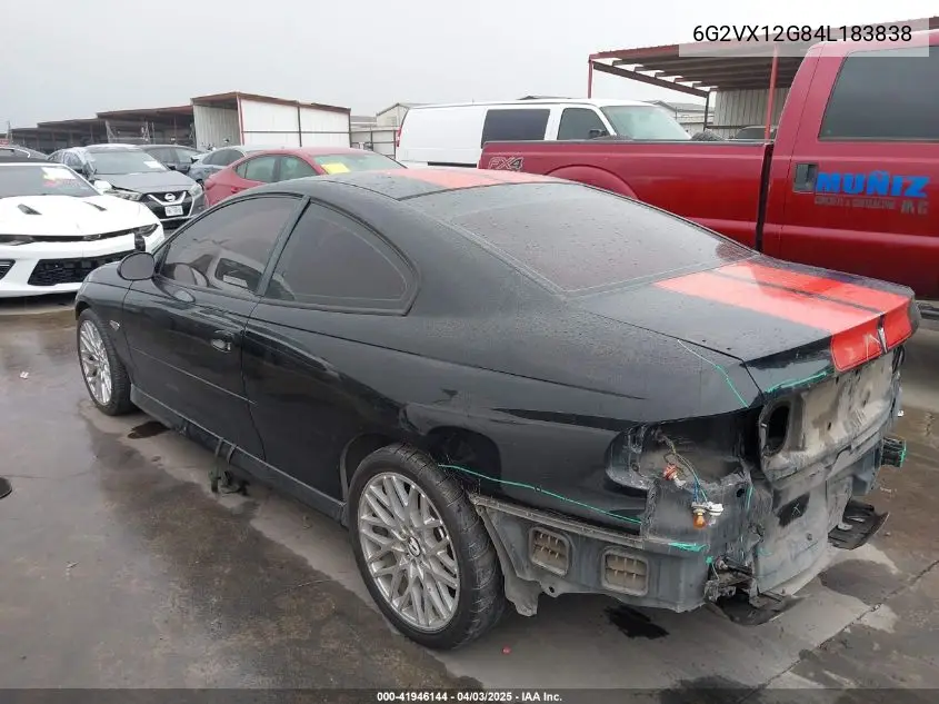 2004 Pontiac Gto VIN: 6G2VX12G84L183838 Lot: 41946144