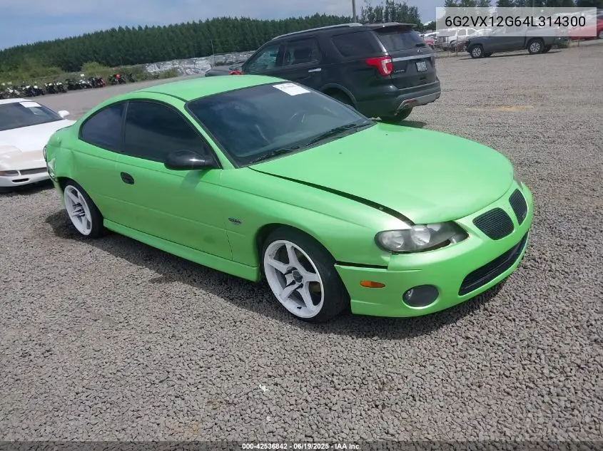 2004 Pontiac Gto VIN: 6G2VX12G64L314300 Lot: 42536842