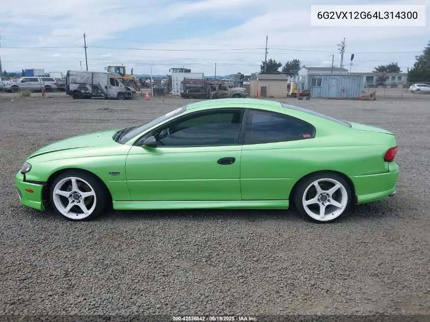 2004 Pontiac Gto VIN: 6G2VX12G64L314300 Lot: 42536842