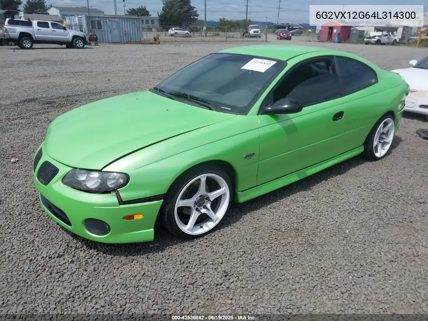 2004 Pontiac Gto VIN: 6G2VX12G64L314300 Lot: 42536842