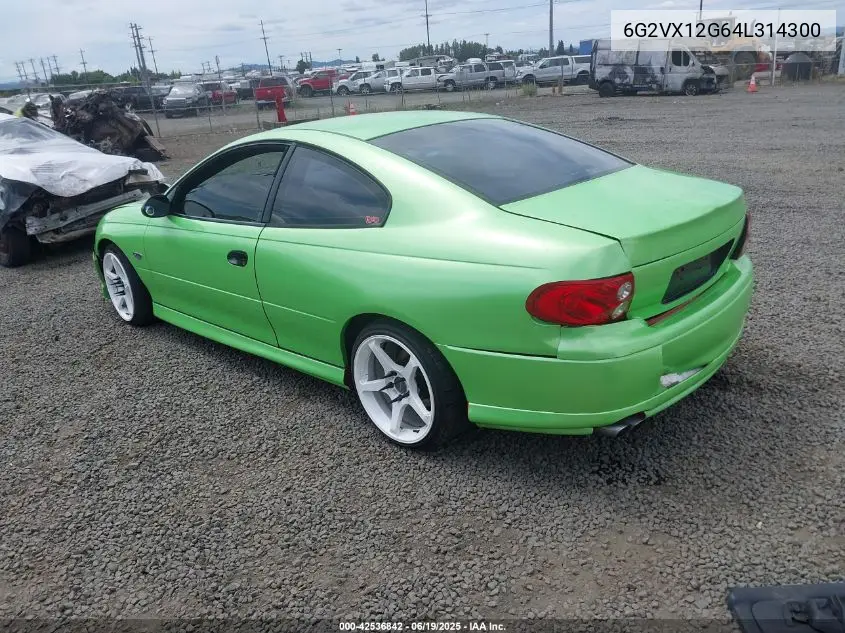2004 Pontiac Gto VIN: 6G2VX12G64L314300 Lot: 42536842