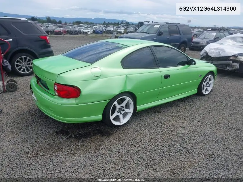 2004 Pontiac Gto VIN: 6G2VX12G64L314300 Lot: 42536842
